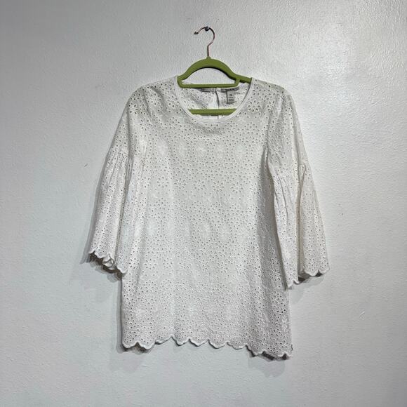 Scotch & Soda White Eyelet Embroidered Floral Blouse Sz XS - Picture 2 of 13